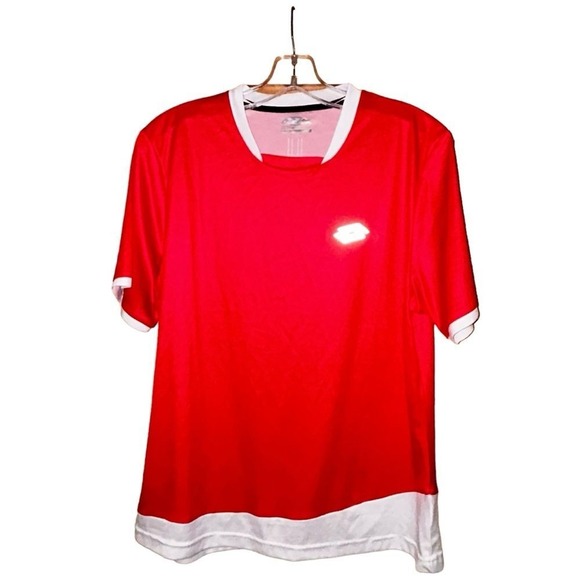 lotto Tops - Lotto Italian Sport Women's Workout Tee Shirt‎ XL Soccer Training Red Orange